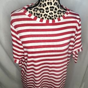 AGNES & DORA WOMEN'S SHORT SLEEVE RED & WHITE STRIPE PULLOVER TOP XXXL 3XL
